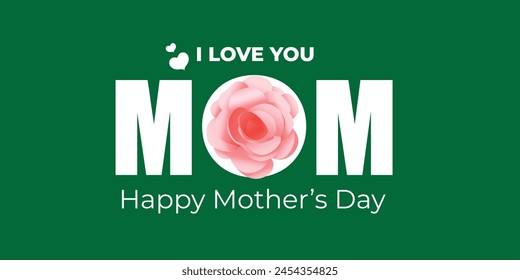 Mom logo. Best for Mother's Day event social media posts and greeting cards. Love you mom happy mothers day, Vector illustration 