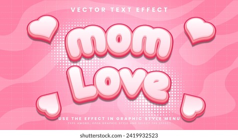 Mamá ama feliz día de la madre el día de la madre el dibujo rosa efecto de texto editable Plantilla