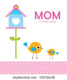 mom i love you card with little bird vector
