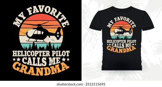 Mãe Amante Dia das Mães Engraçado Voando Helicóptero Retro Vintage Piloto Helicóptero T-shirt Design