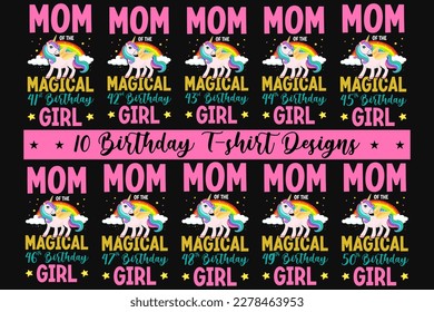 Mom of the magical birthday girl graphics tshirt design 