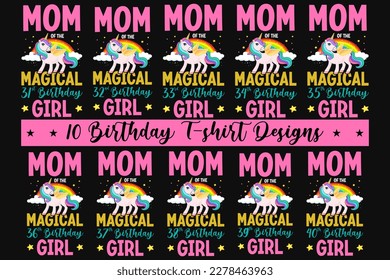 Mom of the magical birthday girl graphics tshirt design 