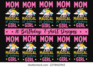 Mom of the magical birthday girl graphics tshirt design 