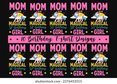 Mom of the magical birthday girls tshirt design 