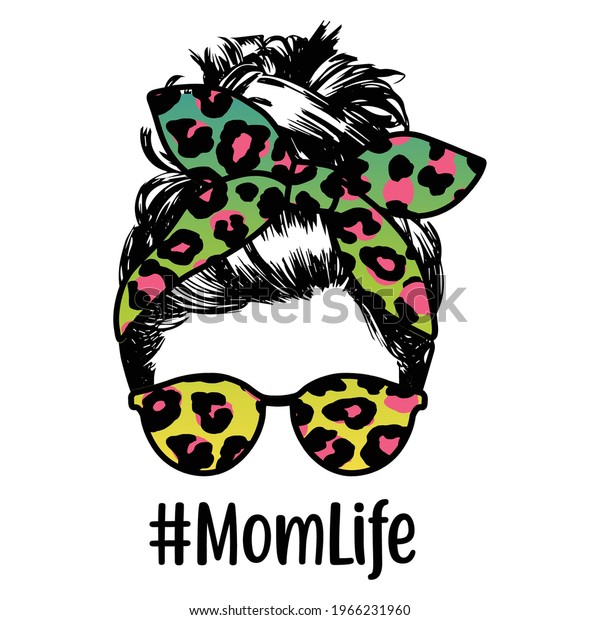Mom with a Messy\
Bun, Momlife, Silhouette photo of a woman face with messy hair in a\
bun and long eyelashes.