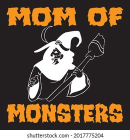 Mom of monsters, t-shirt design vector file.