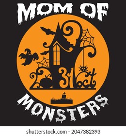 Mom of monsters, t-shirt design vector file.