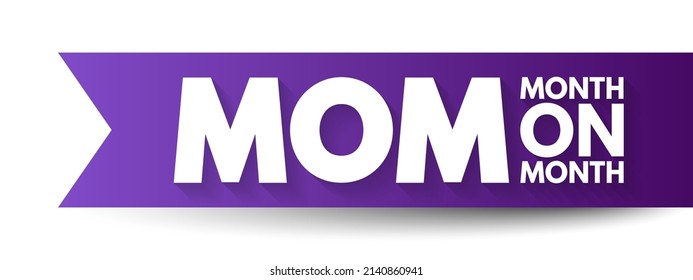 MOM Month On Month - comparing data from one month to the previous month, acronym text concept background