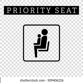 Mom or mother with child sign. Priority seating for customers, special place icon isolated on background. Vector illustration flat style.
