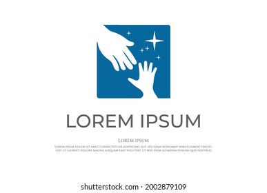 Mom Mother and Son Kids Child Hand for Reach Dream Logo Design Vector