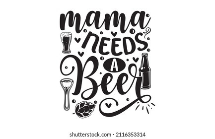 Mom needs a beer - Vintage style font with a simple beer label design, alphabet letters, and numbers vector illustration. Design for a pub menu, beerhouse, brewery poster, label, or logo.