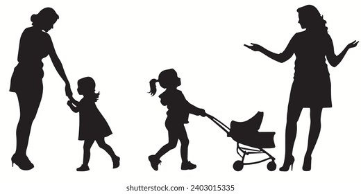 Mom outlines and symbols dark level variety basic exquisite white foundation Mom vector and silhouette icon.