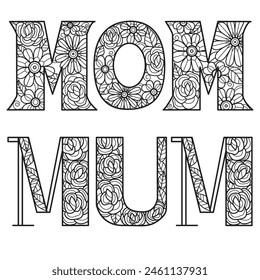 Mom pattern hand drawn for adult coloring book