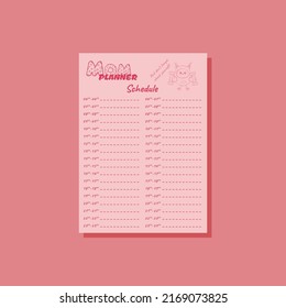 Mom planner pink schedule A4
