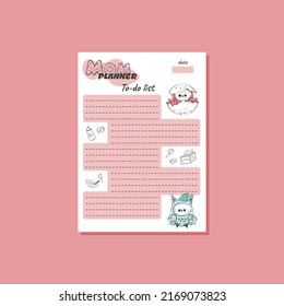 Mom planner white to do list A4