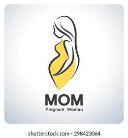 Mom, Pregnant women symbol. Icon symbol logo design. Vector illustration.