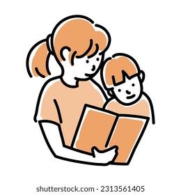 mamá leyendo un libro a un niño, Vector Illustration