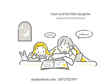 mom reading book to little daughter