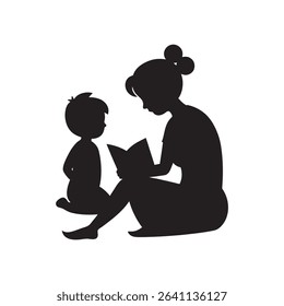 Mom Reading to Child Silhouette