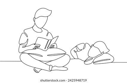 Mom reads her daughter a bedtime story. Care and attention for children. World Head Injury Awareness Day. Vector illustration. Images produced without the use of any form of AI software at any stage. 