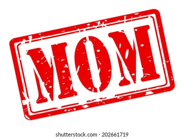 MOM red stamp text on white
