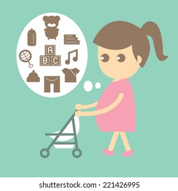 Mom shopping with her baby in a stroller
