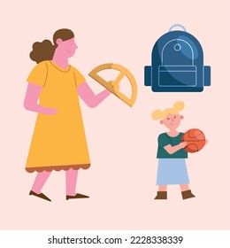 mom and son back to school