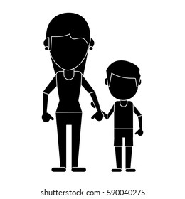 mom and son holding hands pictogram