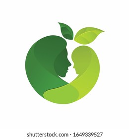 Mom and son logo with nature concept