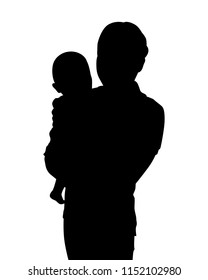 Mom and son silhouette vector. Person concept.