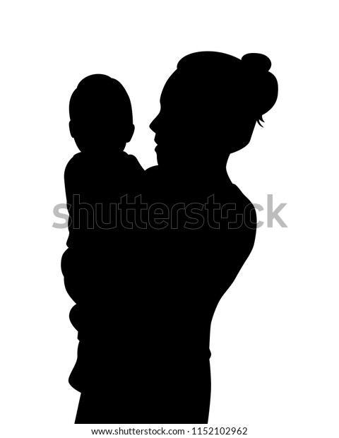 Mom Son Silhouette Vector Person Concept Royalty Free Stock Image