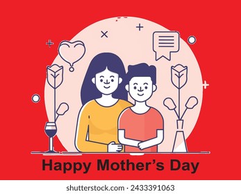 Mom and son vector design for happy mother's day
