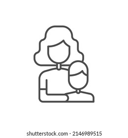 Mom and son vector icon. line flat sign for mobile concept and web design. Mother and child holds hands line icon. Family people symbol, logo illustration. Vector graphics