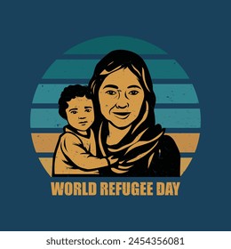 mom and son world refugee day T shirt design 