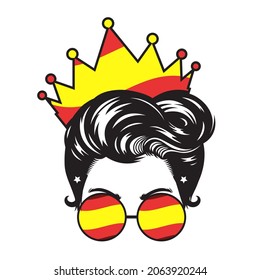 Mom Spain Crown Head design on white background. vector illustration.