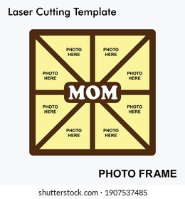 Mom Special laser cut photo frame. Best gift idea for Mother's day and other occasions. Laser cut photo frame mockup template design for mdf and acrylic cutting. Sublimation photo frame template.