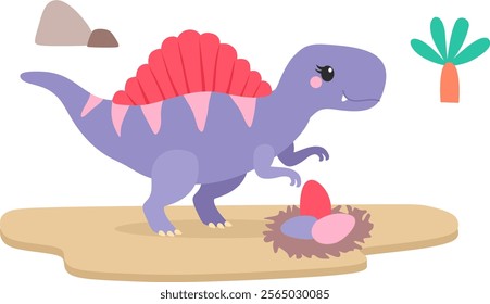mom spinosaurus cute simple vector