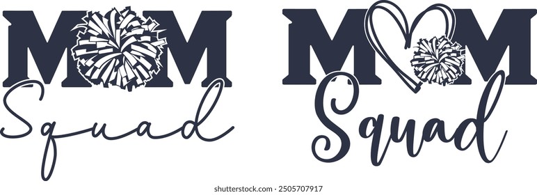 Mom Squad, Cheerleader, Cheer Pom Poms Vector Files