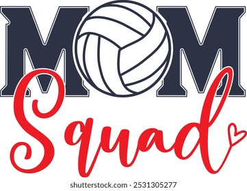 Mom Squad Volleyball, Game Day, Volleyball Cut File