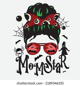 Mom star Halloween Sublimation T-Shirt Design