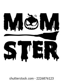 Mom Ster Halloween Shirt Print Template SVG Boo Mommy Pumpkin