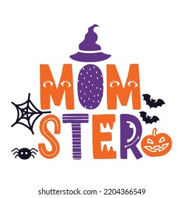 Mom Ster, Happy Halloween Shirt Print Template, Witch Bat Cat Scary House Dark Green Riper Boo Squad Grave Pumpkin Skeleton Spooky Trick Or Treat