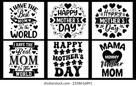Paquete de diseño SVG de mamá. Paquete de diseño de camisetas para la tipografía de mamá. Mamá diseñó un vector. Madre divertida
