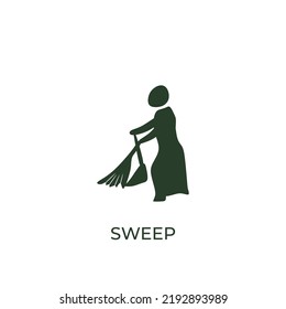 Mom sweeping icon vector. Simple illustration symbol from human activities collections. Suitable for web and mobile.