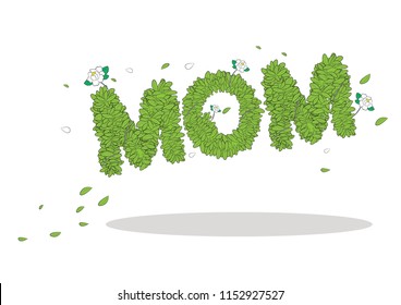 mom text with Jasmine and Leaves for mother day