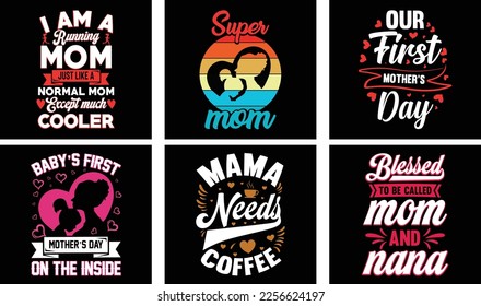 Mom T-shirt Design. Mother's Day t-shirt design bundle. Typography mom t-shirt design.