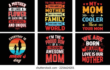 Mom T-shirt Design. Mother's Day t-shirt design bundle. Typography mom t-shirt design.