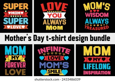 Mom T-shirt Design. Mother's Day t-shirt design bundle. Typography mom t-shirt design