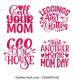 Mom T-shirt And SVG Design Bundle, Vector EPS File, can you download.