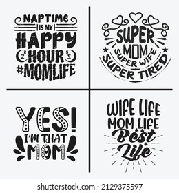 Mama typografische Zitate Design Vektorbündel.